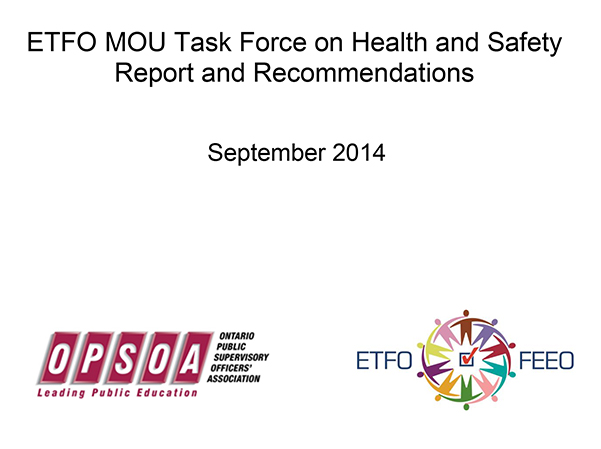 cover image of ETFO / OPSOA workplace violence taskforce report 2014