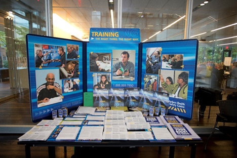 WHSC table of handouts at a conference