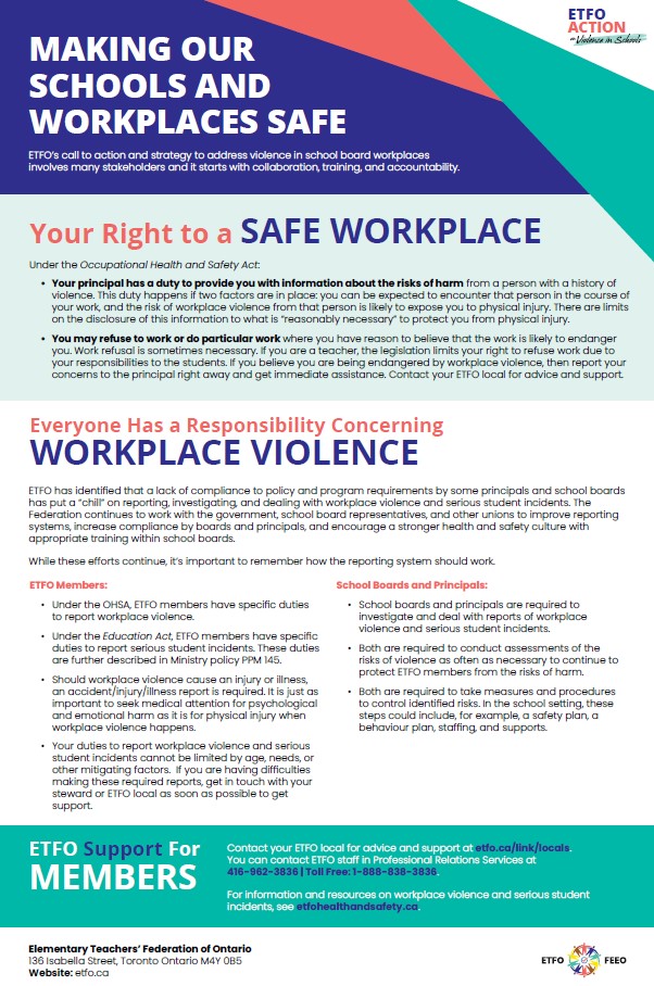 ETFO Action on Violence poster