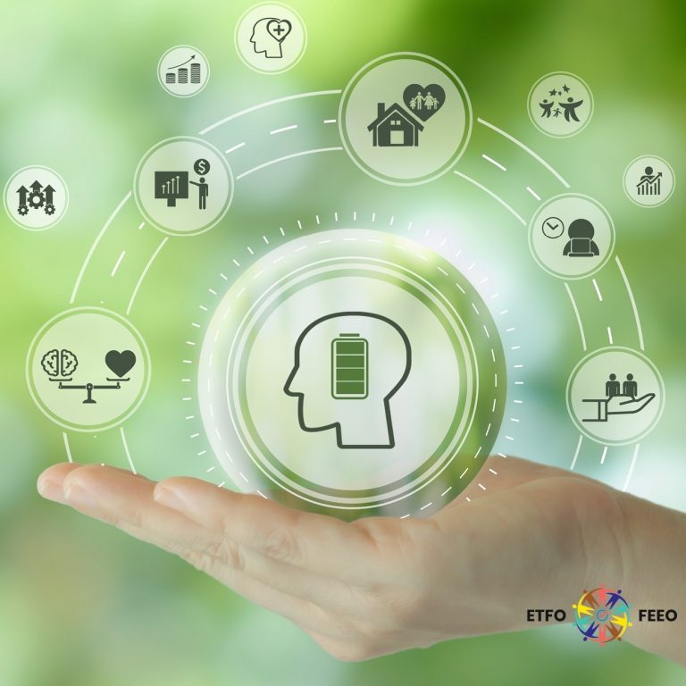 hand with icons of head home balance etc